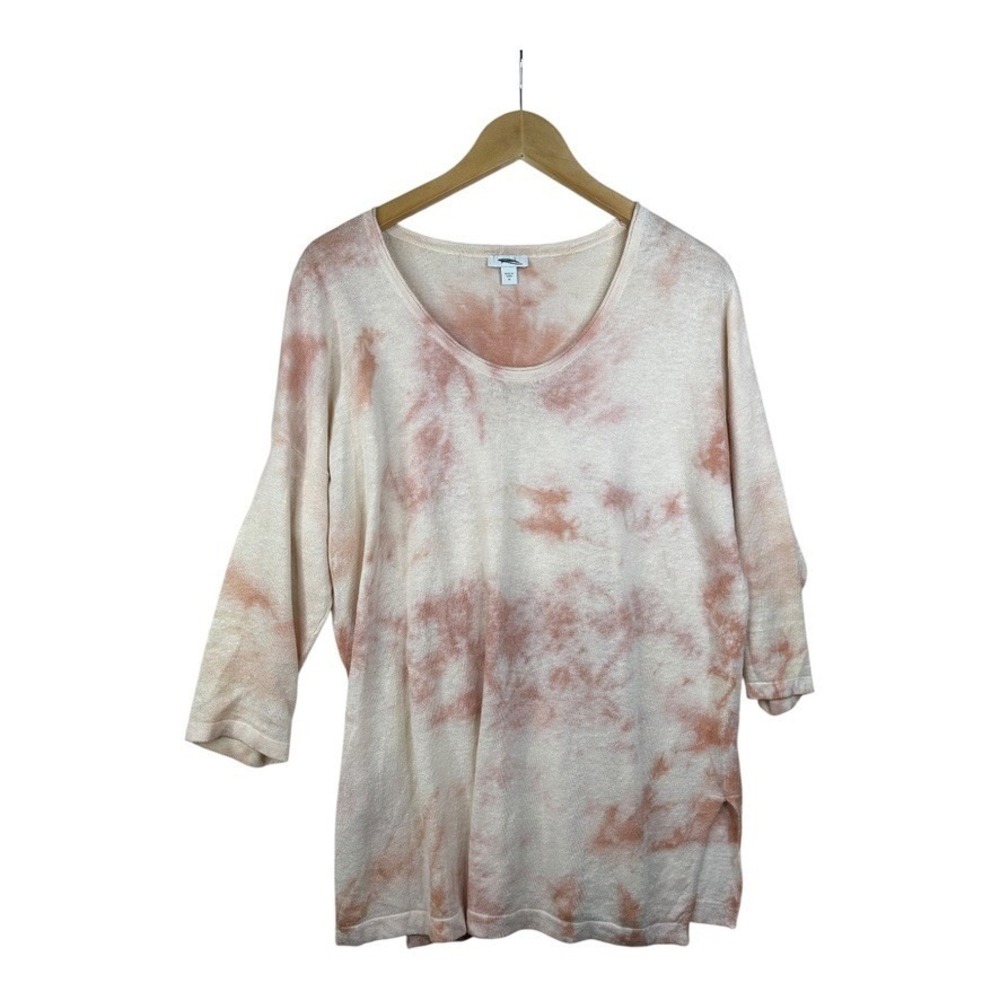 J Jill Pure Jill Pink Tie‎ Dye Linen Blend Sweater Womens Size Medium